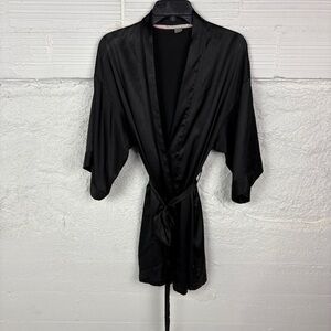 Victoria's Secret Black silky Satin Kimono Robe size small / medium